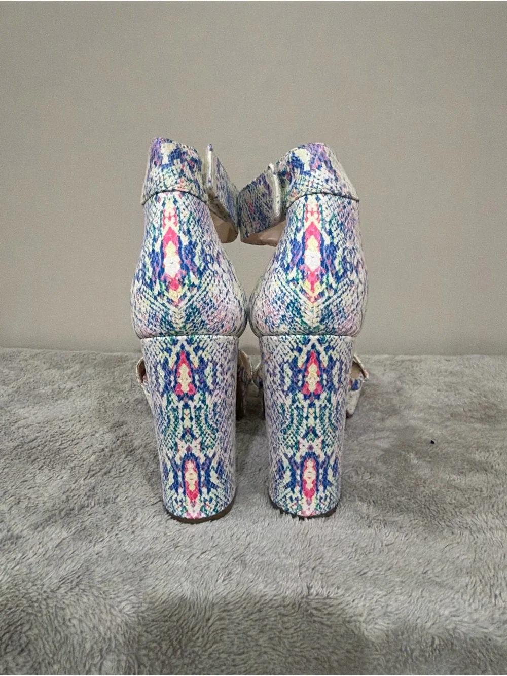 Mix No. 6 Multicolor Snake-Print Ankle-Strap Platform Sandals